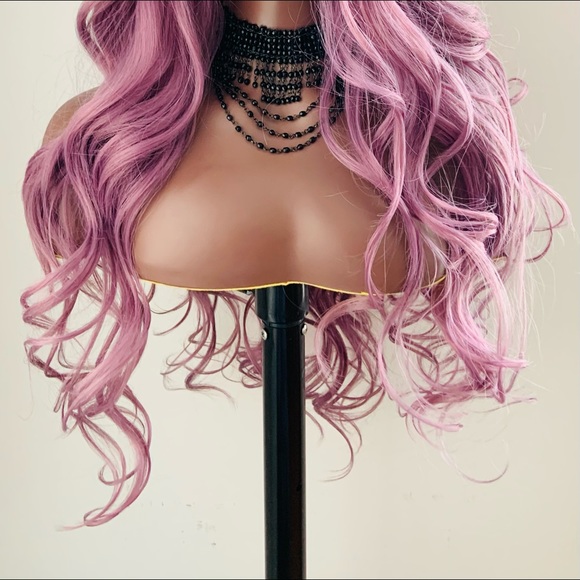 28” Premium Fiber Plum Color Versatile 4x4 Lace Front Wig 💜 - Picture 4 of 13